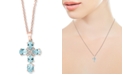EFFY Collection EFFY&reg; Aquamarine (2 ct. t.w.) & Diamond (1/10 ct. t.w.) 18" Pendant Necklace in 14k Rose Gold